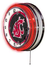 19" Washington State Cougars Officially Licensed Logo Neon Clock Wall Decor