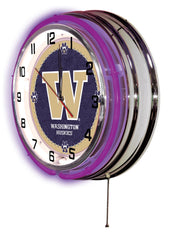 19" Washington Huskies Officially Licensed Logo Neon Clock Wall Decor