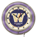 19" Washington Huskies Neon Clock