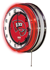 19" Western Kentucky Hilltoppers Officially Licensed Logo Neon Clock Wall Decor