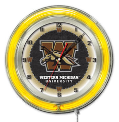 Western Michigan University Broncos Officially Licensed Logo Neon Clock Wall Decor