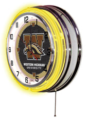 Western Michigan University Broncos Officially Licensed Logo Neon Clock Wall Decor Side View