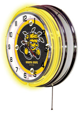 19" Wichita State Shockers Officially Licensed Logo Neon Clock Wall Decor