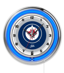 19" Winnipeg Jets Officially Licensed Logo Neon Clock Wall Decor