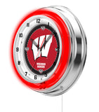 19" University of Wisconsin Badgers W Script Neon Clock