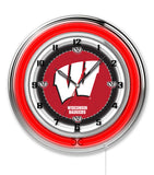 19" University of Wisconsin Badgers W Script Neon Clock