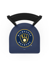 MLB's Milwaukee Brewers Logo Stationary Bar Stool with Ladder back from Holland Bar Stool Co. Top View