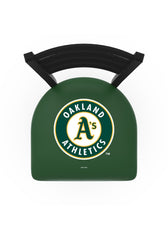 MLB's Oakland Athletics Logo Stationary Bar Stool with Ladder back from Holland Bar Stool Co. Top View