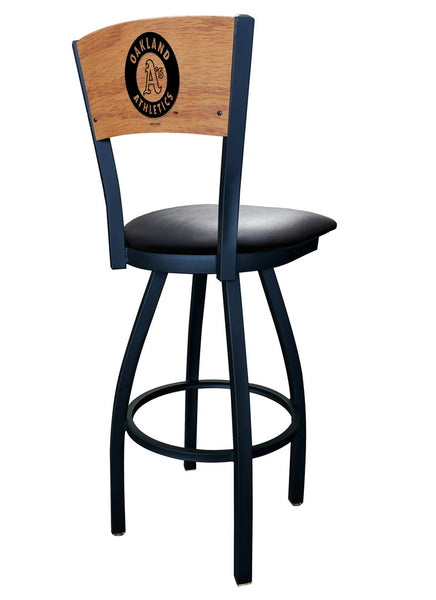 Oakland Athletics L038 Laser Engraved Wood Back Bar Stool by Holland Bar Stool