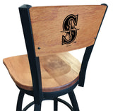 Seattle Mariners L038 Laser Engraved Wood Back Bar Stool by Holland Bar Stool