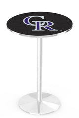 MLB's Colorado Rockies logo L214 Chrome pub table from Holland Bar Stool Co.