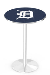 MLB's Detroit Tigers logo L214 Chrome pub table from Holland Bar Stool Co.