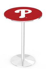 MLB's Philadelphia Phillies logo L214 Chrome pub table from Holland Bar Stool Co.