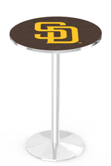 MLB's San Diego Padres logo L214 Chrome pub table from Holland Bar Stool Co.