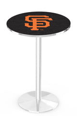 MLB's San Francisco Giants logo L214 Chrome pub table from Holland Bar Stool Co.