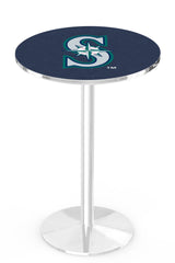MLB's Seattle Mariners logo L214 Chrome pub table from Holland Bar Stool Co.