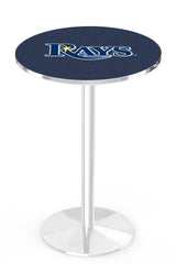 MLB's Tampa Bay Rays logo L214 Chrome pub table from Holland Bar Stool Co.