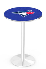 MLB's Toronto Blue Jays logo L214 Chrome pub table from Holland Bar Stool Co.