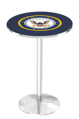 L214 Chrome U.S. Military Navy Pub Table | VFW Navy Chrome Pub Table