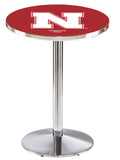 L214 Chrome Nebraska Cornhuskers Pub Table