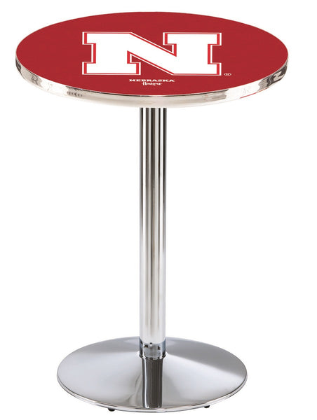 L214 Chrome Nebraska Cornhuskers Pub Table