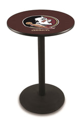 L214 Black Wrinkle Florida State Seminoles Head Pub Table by Holland Bar Stool Company