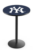 New York Yankees L214 Black Wrinkle Major League Baseball Pub Table