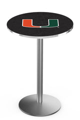 L214 Stainless Miami Hurricanes Pub Table by Holland Bar Stool Company