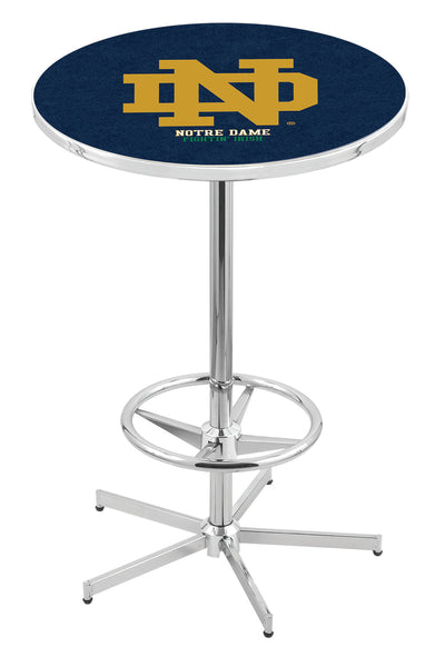 L216 Chrome Notre Dame Fighting Irish ND Script Pub Table