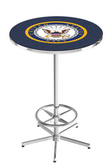 L216 Chrome United States Military Navy Pub Table | Navy VFW Pub Table