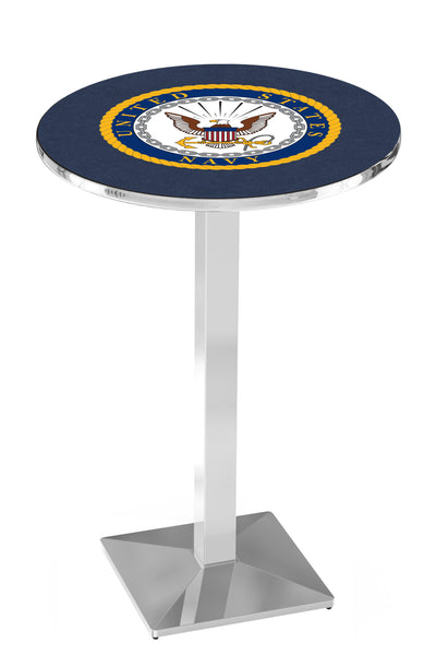 L217 Chrome U.S. Military Navy Pub Table | United States Military VFW Navy Pub Table