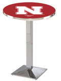 L217 Chrome Nebraska Cornhuskers Pub Table