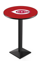 MLB's Cincinnati Reds L217 Black Wrinkle Pub Table from Holland Bar Stool Co.