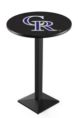 MLB's Colorado Rockies L217 Black Wrinkle Pub Table from Holland Bar Stool Co.