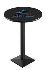 MLB's Miami Marlins L217 Black Wrinkle Pub Table from Holland Bar Stool Co.