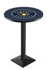 MLB's Milwaukee Brewers L217 Black Wrinkle Pub Table from Holland Bar Stool Co.