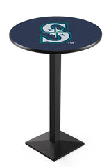 MLB's Seattle Mariners L217 Black Wrinkle Pub Table from Holland Bar Stool Co.