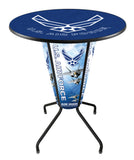 L218 United States Air Force Lighted Pub Table | LED United States Military Air Force Indoor Pub Table