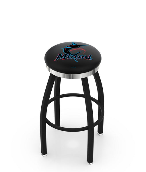 Miami Marlins L8B2C Backless Bar Stool | Miami Marlins Backless Counter Bar Stool