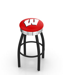 University of Wisconsin (W) L8B3C Backless Bar Stool | University of Wisconsin (W) Backless Counter Bar Stool