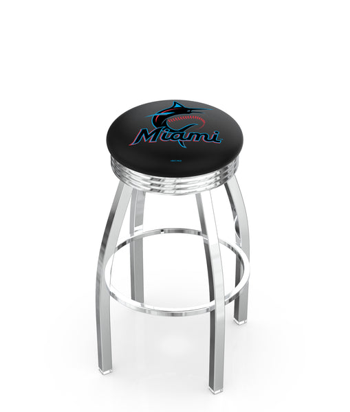 Miami Marlins L8C3C Backless Bar Stool | Miami Marlins Backless Counter Bar Stool