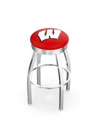 University of Wisconsin (W) L8C3C Backless Bar Stool | University of Wisconsin (W) Backless Counter Bar Stool