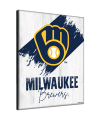 MLB's Milwaukee Brewers Logo Design 08 Printed Canvas Wall Decor Side View