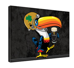 Notre Dame Guinness Beer Toucan Dark Background Wall Decor Canvas