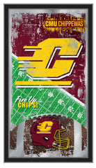 Central Michigan Chippewas Football Mirror by Holland Bar Stool Company Home Sports Decor For Him