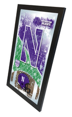 Northwestern Wildcats Football Mirror by Holland Bar Stool Company Home Sports Decor for him Side View