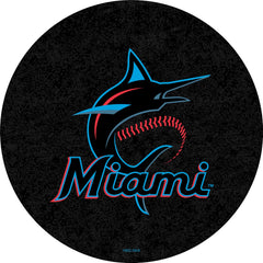 MLB's Miami Marlins logo L214 Chrome pub table from Holland Bar Stool Co. Top View