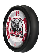University of Alabama Crimson Tide Elephant Logo Indoor/Outdoor Logo LED Clock from Holland Bar Stool Co Home Sports Decor for gifts Side View