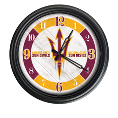 Arizona State Pitchfork Logo Indoor/Outdoor Logo LED Clock from Holland Bar Stool Co Home Sports Decor for gifts