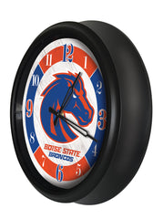 Boise State Broncos Logo Indoor/Outdoor Logo LED Clock from Holland Bar Stool Co Home Sports Decor for gifts Side View